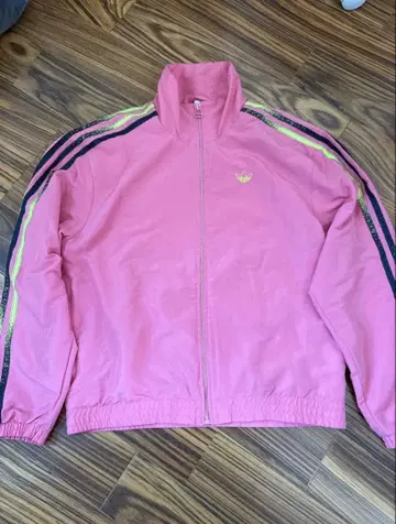 adidas 핑크 스트라이프 저지 L 사이즈