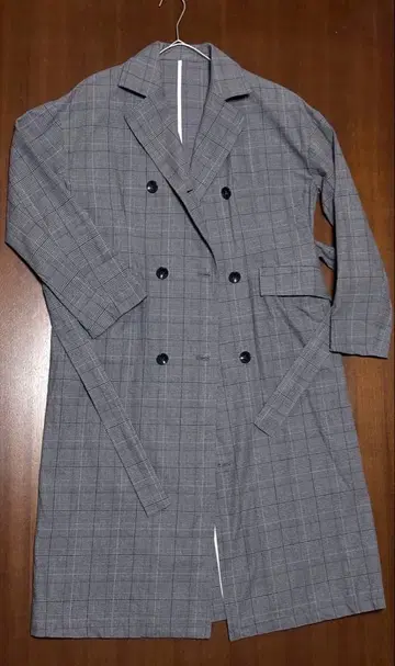 357. 오르텐시아 체크 롱 코트 그레이 M 샵 채널