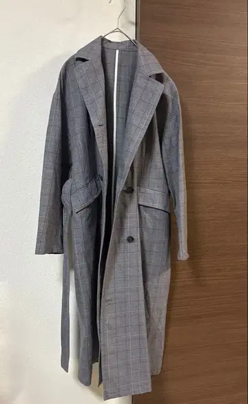 357. 오르텐시아 체크 롱 코트 그레이 M 샵 채널