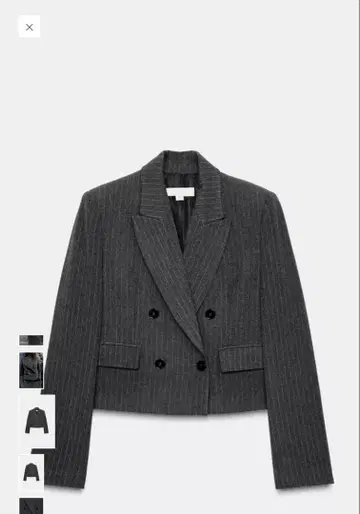 크롭 더블 브레스트 스트라이프 블레이저