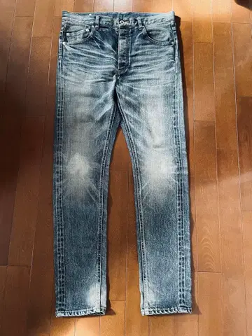 정가 7만 엔 백 크러쉬 더 데님 세미 배기 라이트 인디고