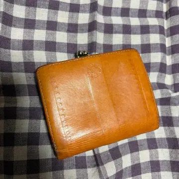 오렌지 가죽 이단 접이식 지갑