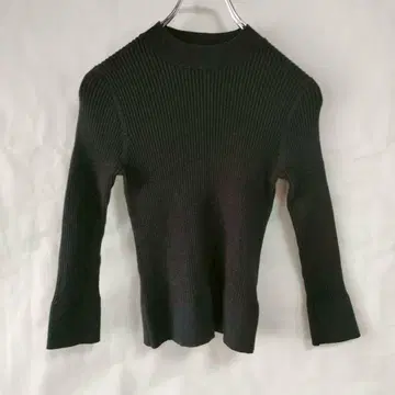 FRAY I.D 여성용 리브 니트 하이넥 라메 니트 무지 블랙 F