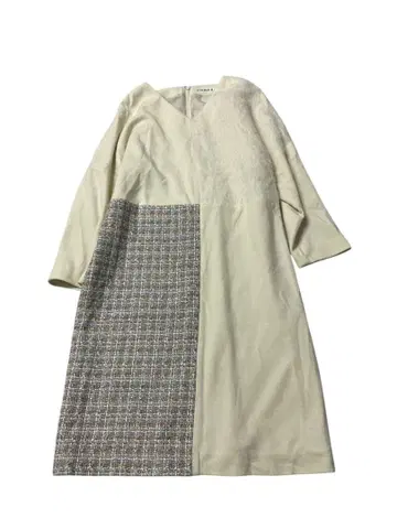 e186 COOMB 아이보리 패치워크 A라인 원피스