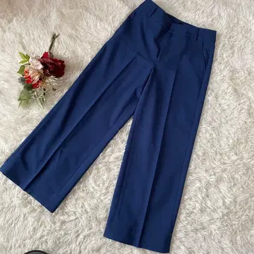 새상품급 [ 자유구 ] 네이비 와이드 팬츠 센터 프레스 (38)