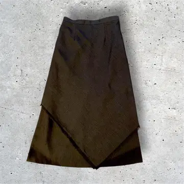 vintage 프린지 롱 스커트 브라운