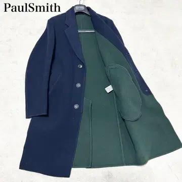 현행 PaulSmith 울 체스터 코트 네이비 바이컬러 그린