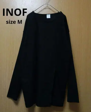 [ ENOF 이나프 ] 슬릿 긴팔 티셔츠 풀오버 블랙 M