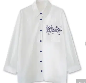 산리오 쿠로미 포켓 자수 셔츠