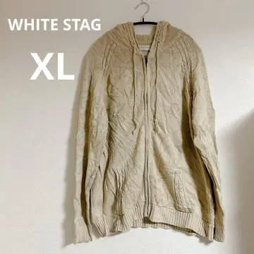 WHITE STAG [XL] 케이블 니트 후드티 베이지 니트 후드티