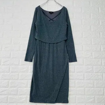 [rienda] F 그레이 원피스 봄/가을 셋업풍 스트레치