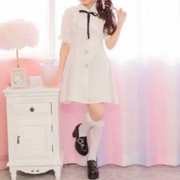 ROJITA 요크 프릴 트위드 원피스 화이트