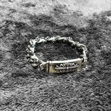 silver tone cross chain bracelet y2k