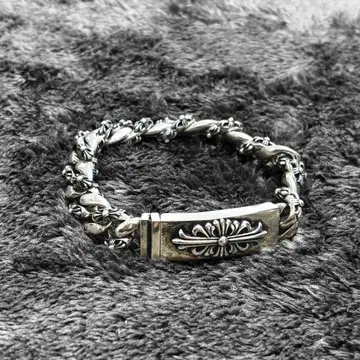 silver tone cross chain bracelet y2k