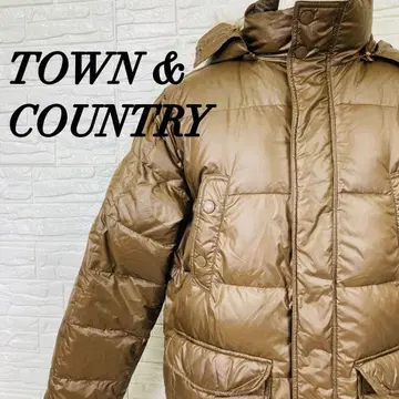 y2k TOWN & COUNTRY 후드 부착 퍼 다운 자켓