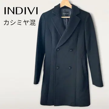 INDIVI 캐시미어 혼방 울 코트 38 더블 버튼 체스터 코트