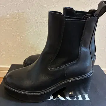 블랙 사이드 고어 부츠 플랫폼 힐