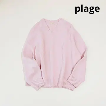 plage / 플라주 파인 울 v넥 스웨터 핑크