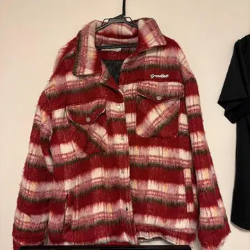 GreenBelt 플리스 자켓 빨간색 화이트 블랙 스트라이프