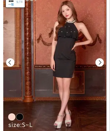 DAZZY 블랙 비쥬 장식 드레스