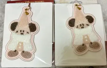 디즈니 크리스마스 릴린링 키체인 화이트 컬러 2개