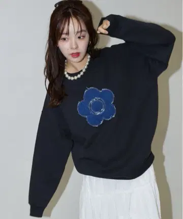 마리콴트 럭스 데님 도킹 오버 사이즈 맨투맨 속기모