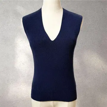 [프레이 아이디] 1/니트 베스트/네이비/어른 시크/V넥/실크 혼방