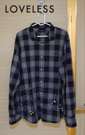 LOVELESS 스플래쉬 페인트 체크 셔츠 L 사이즈 일본제