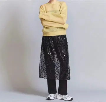 유나이티드 애로우즈 스팽글 튤 스커트 블랙