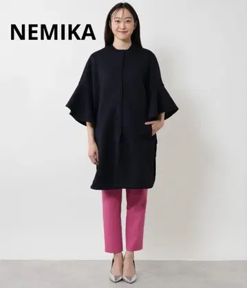 새상품급 네미카 플레어 슬리브 판초풍 아우터 블랙 코트 M