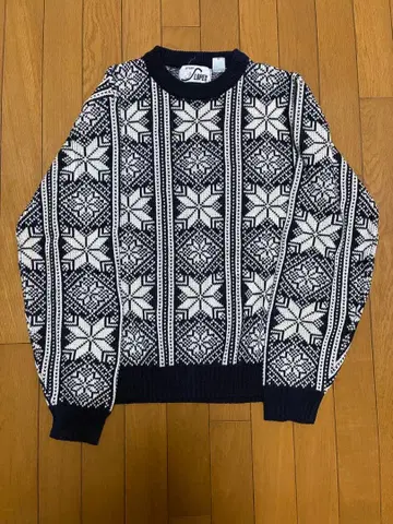 90s usa제 니트 패턴 짧은 기장