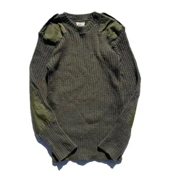 [ 90s ] 영국군 밀리터리 로우 게이지 울 명령어 니트 카키