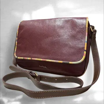폴스미스 버건디 숄더백 멀티 스트라이프 주름