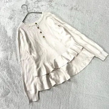 [ Liala x PG ] ( S ) 프릴 니트탑 헤플럼 아이보리 깔끔한
