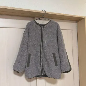 classicalelf 배색 노카라 미들 기장 무지 집업 블루종 자켓