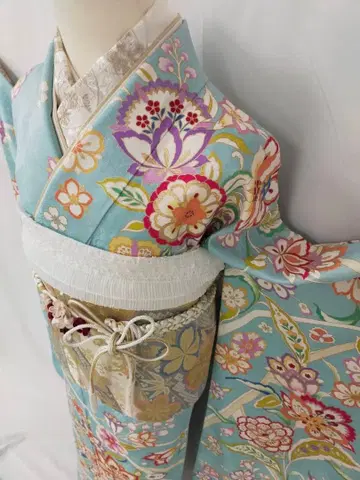 [ WA-Modern ] 순수 실크 교유젠 후리소데 풀세트