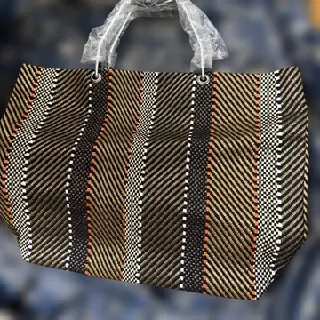 스트라이프 디자인 바스켓백
