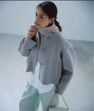 23구 울 리버 노카라 코트 라이트 그레이 38