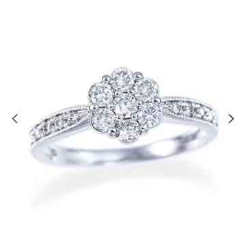 츠츠미 미사용 새상품 플라티나 다이아몬드 플라워 반지 7호