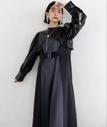 [ 새상품급 ] HARE 하레 볼레로 디자인 절개 원피스 가죽 롱