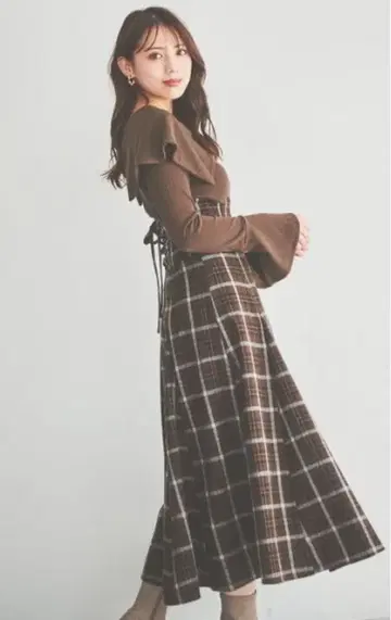 dazzlin 빅 컬러 체크 코르셋 원피스