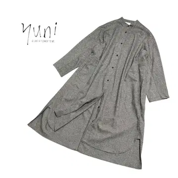 [ 새상품급 ] 실크 혼방 밴드 카라 트위드 셔츠 원피스