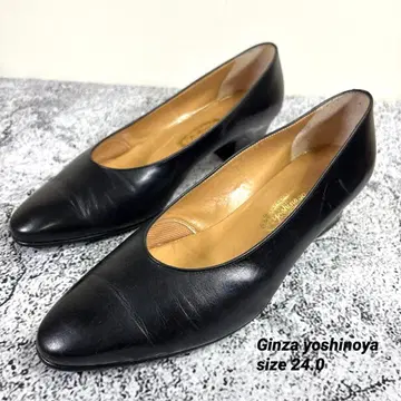 긴자 요시노야 펌프스 블랙 24 포멀 가죽 천연 가죽 가죽 신발
