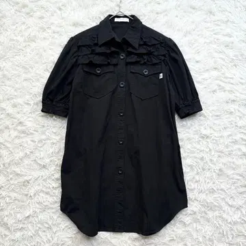 새상품급 리틀 서니바이트 프릴 퍼프 슬리브 블라우스 미니 원피스 블랙