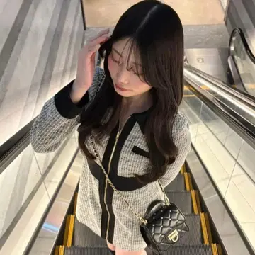 LIP SERVICE 프론트 ZIP 트위드 원피스