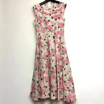 로라 애슐리 7호 수국 꽃무늬 롱 플레어 원피스