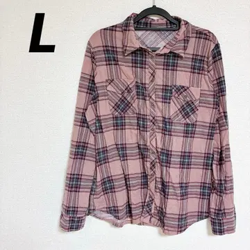 핑크 계열 체크 긴팔 셔츠 [ L ] 여성용 캐주얼