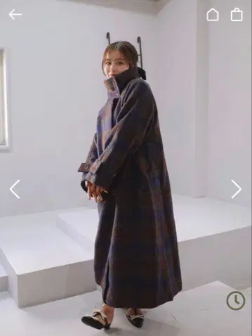 미솔트 체크 모헤어 코트 브라운