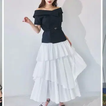 폴로 코튼 보일 볼륨 비대칭 스커트