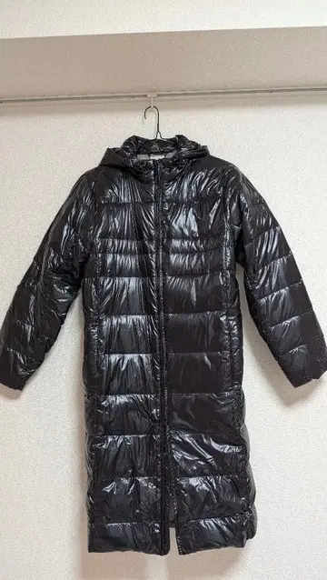 Champion 후드 부착 롱 다운 자켓 M 블랙